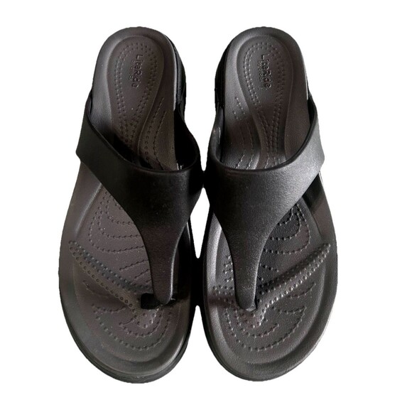 Crocs Boca Lite Ride Womens Size 8 Wedge Black Flip Flops Comfort Casual Sandals - Picture 5 of 11
